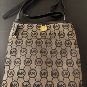 Michael Kors Tan and Black Logo Crossbody Bag